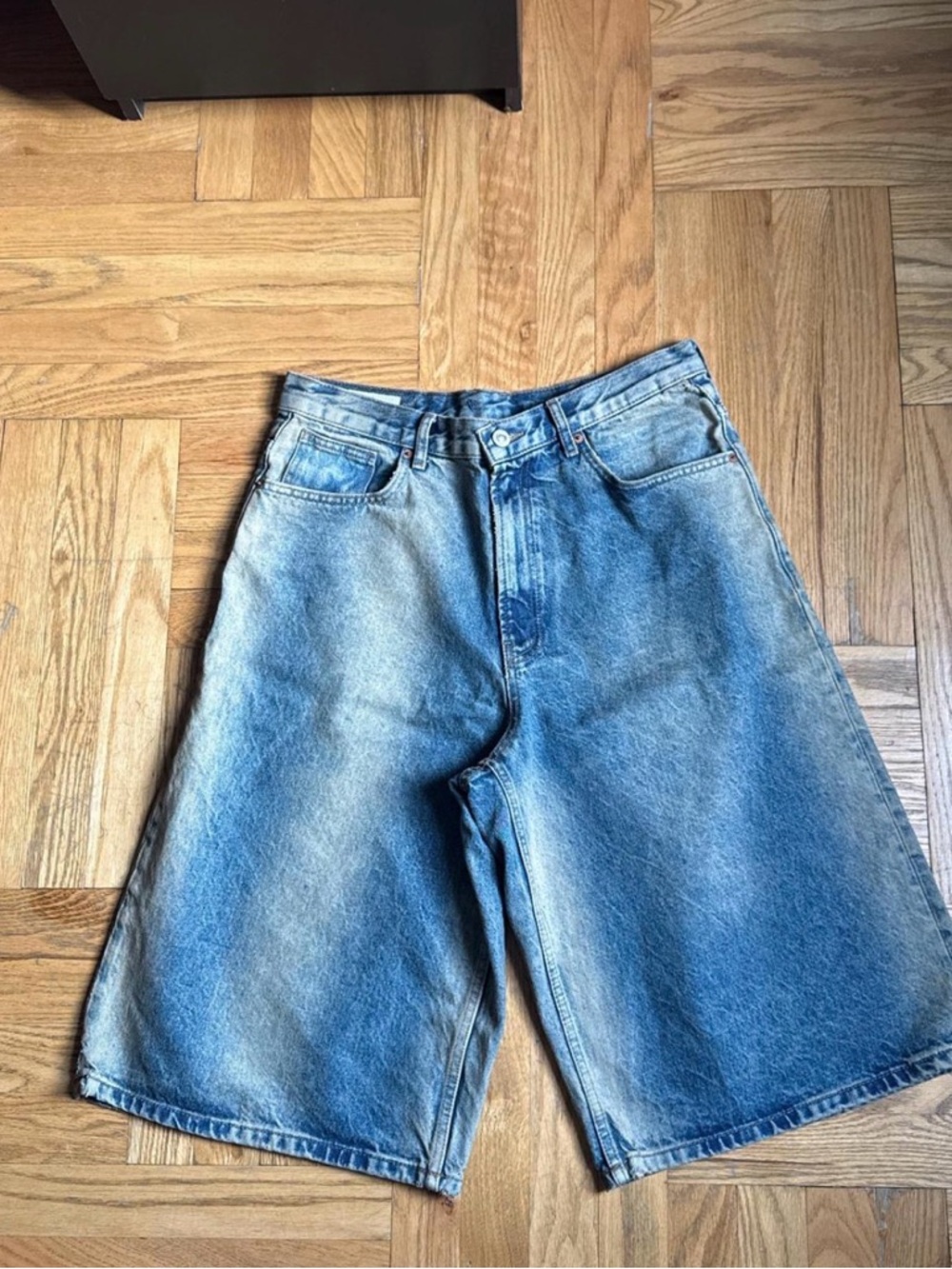 Zara Blue Washed Denim Jean Shorts